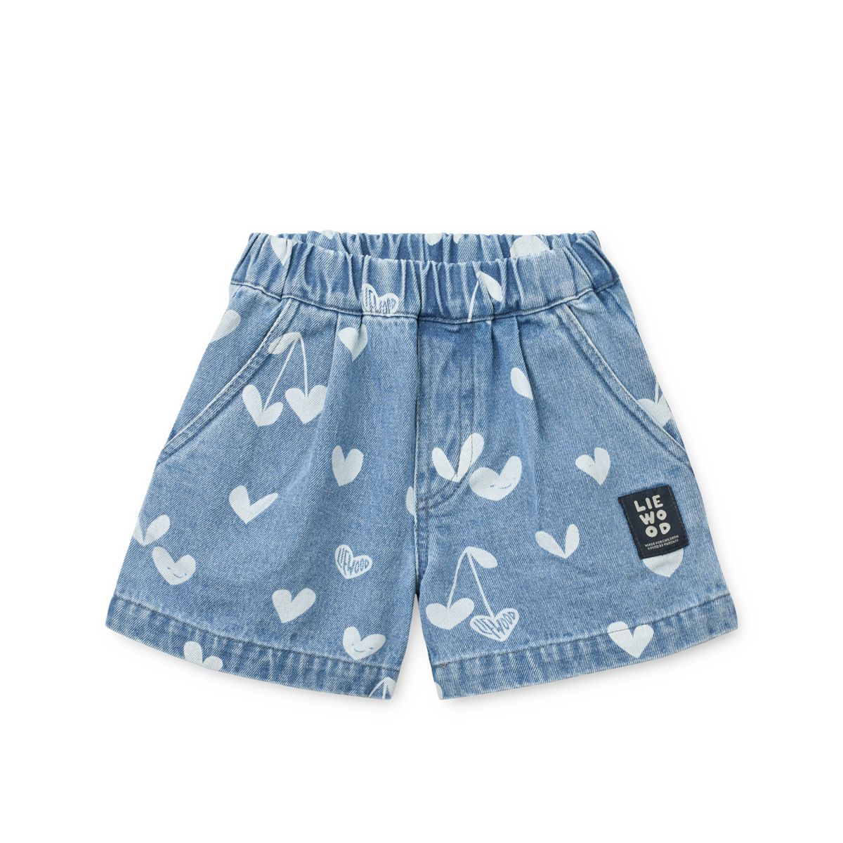 Liewood BORRISA bedruckte Jeansshorts - Sweethearts / light blue denim - Shorts