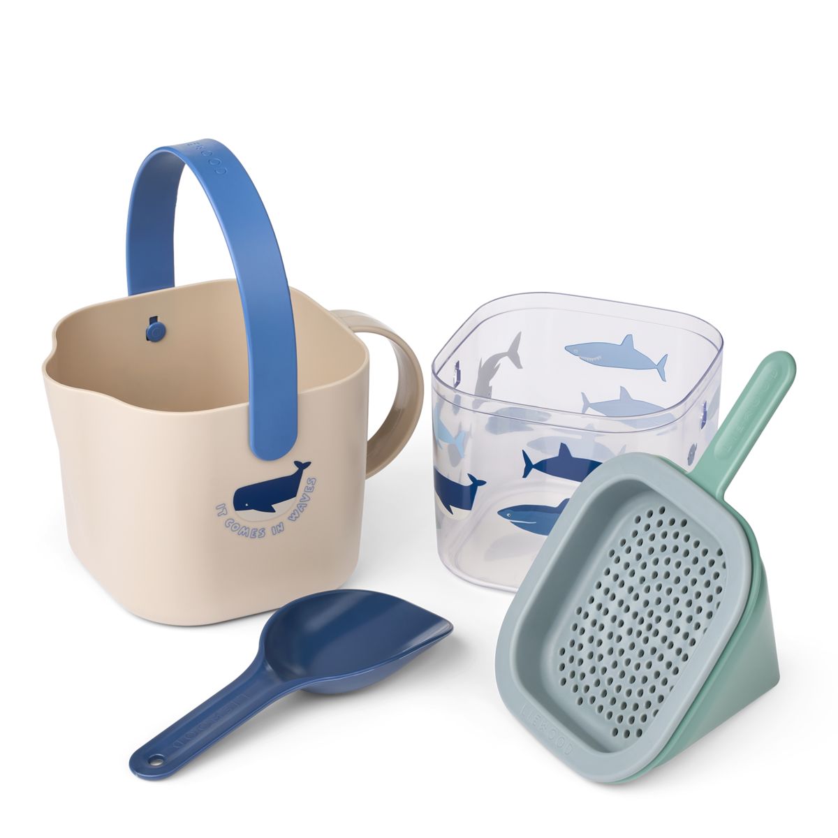 Liewood Roald Sandspiel-Set - Shark / Dove blue - SAND TOYS