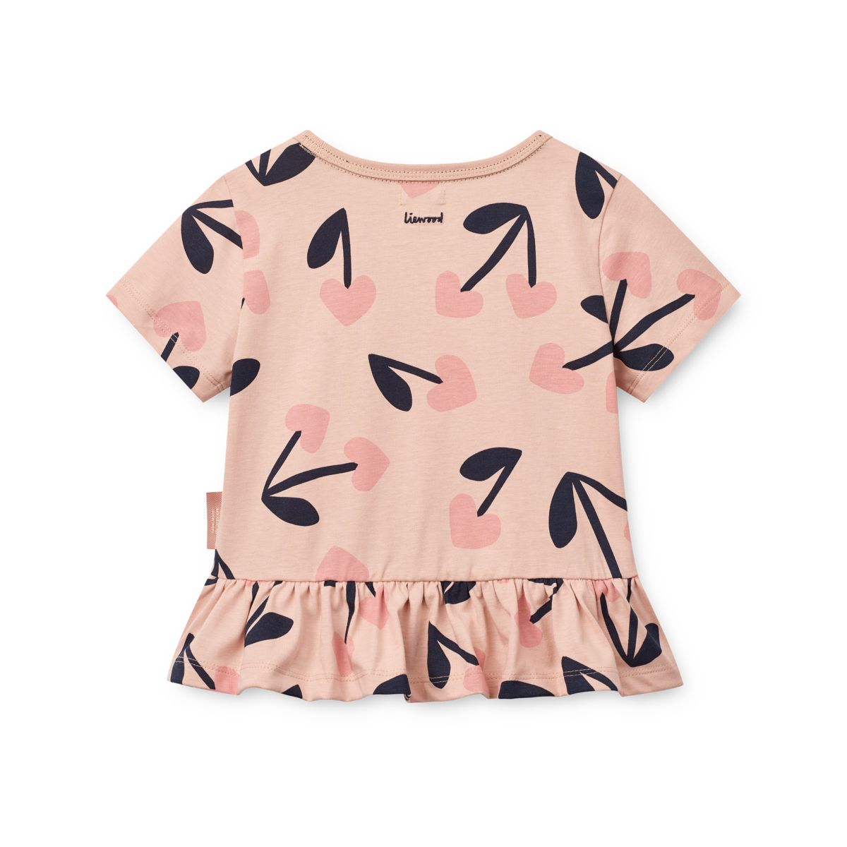 Liewood KYA Kurzarm-T-Shirt mit Schößchen - Mega Cherry heart / Rosey - T-shirt