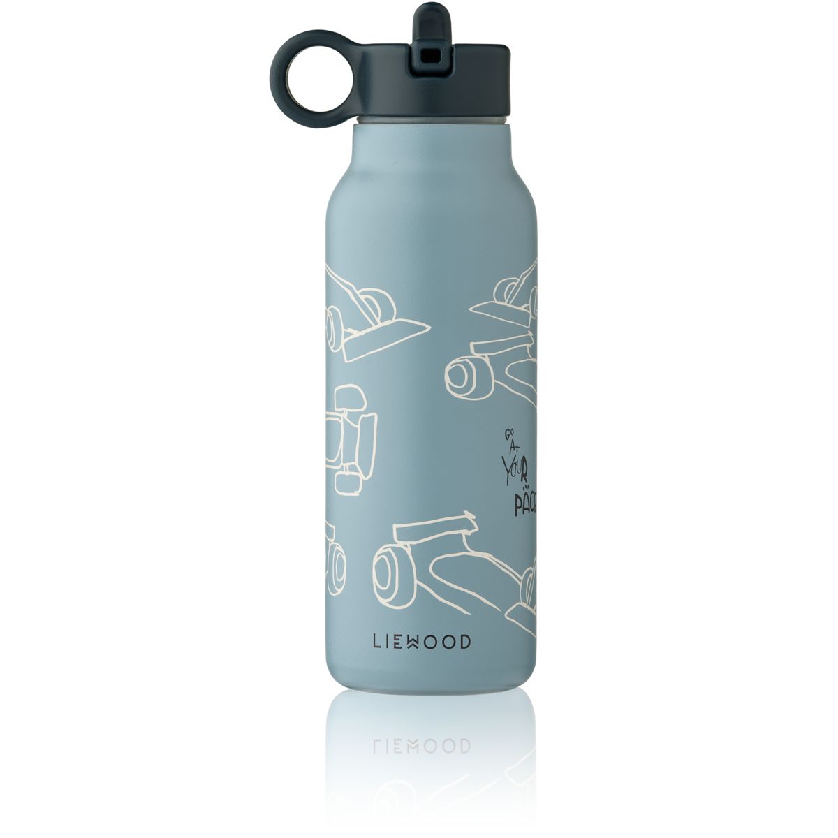 Liewood Falk Wasserflasche 350 ml - Race cars / Beach blue - Wasserflasche