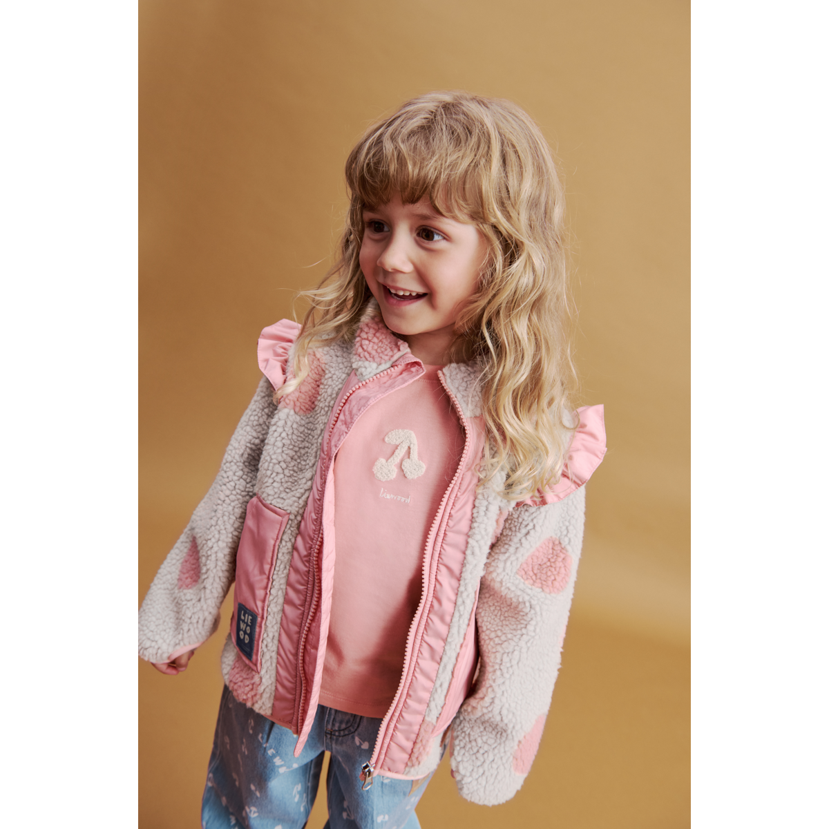 Liewood NOAM Fleecejacke mit Rüschen - Spot dot Sandy / Rose blush mix - Jacke