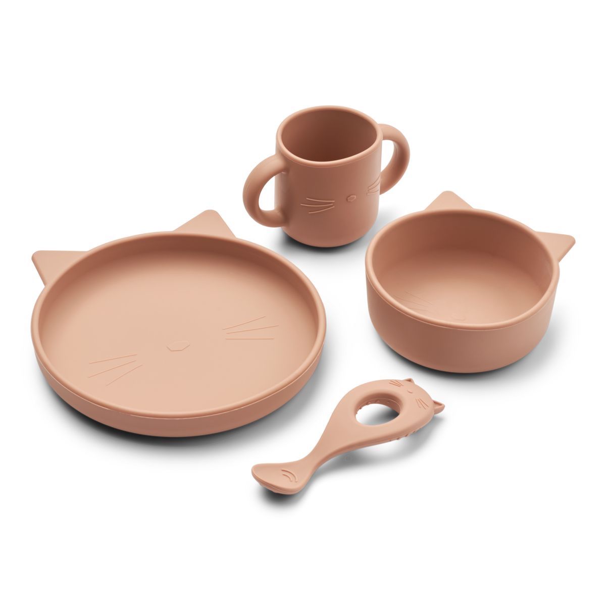 Liewood Vivi Silikongeschirr 4er Pack Baby - Cat dark rose - Geschirr satz