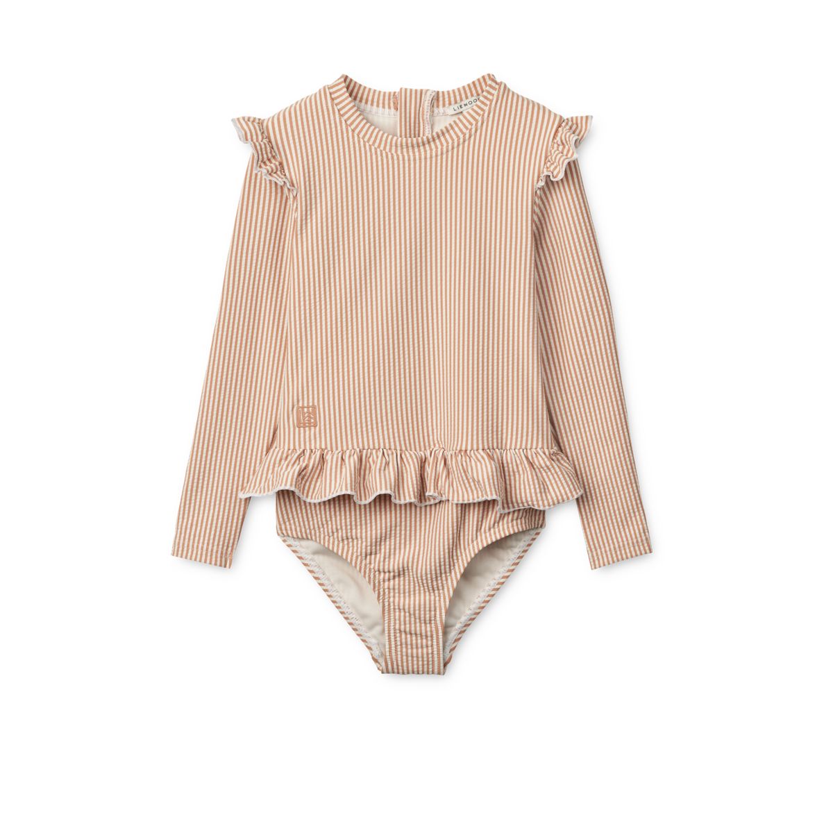 Liewood Sille Baby-Badeanzug aus Seersucker in Jumpsuit-Passform - Y/D stripe Pale tuscany / Creme de la creme - Badeanzug