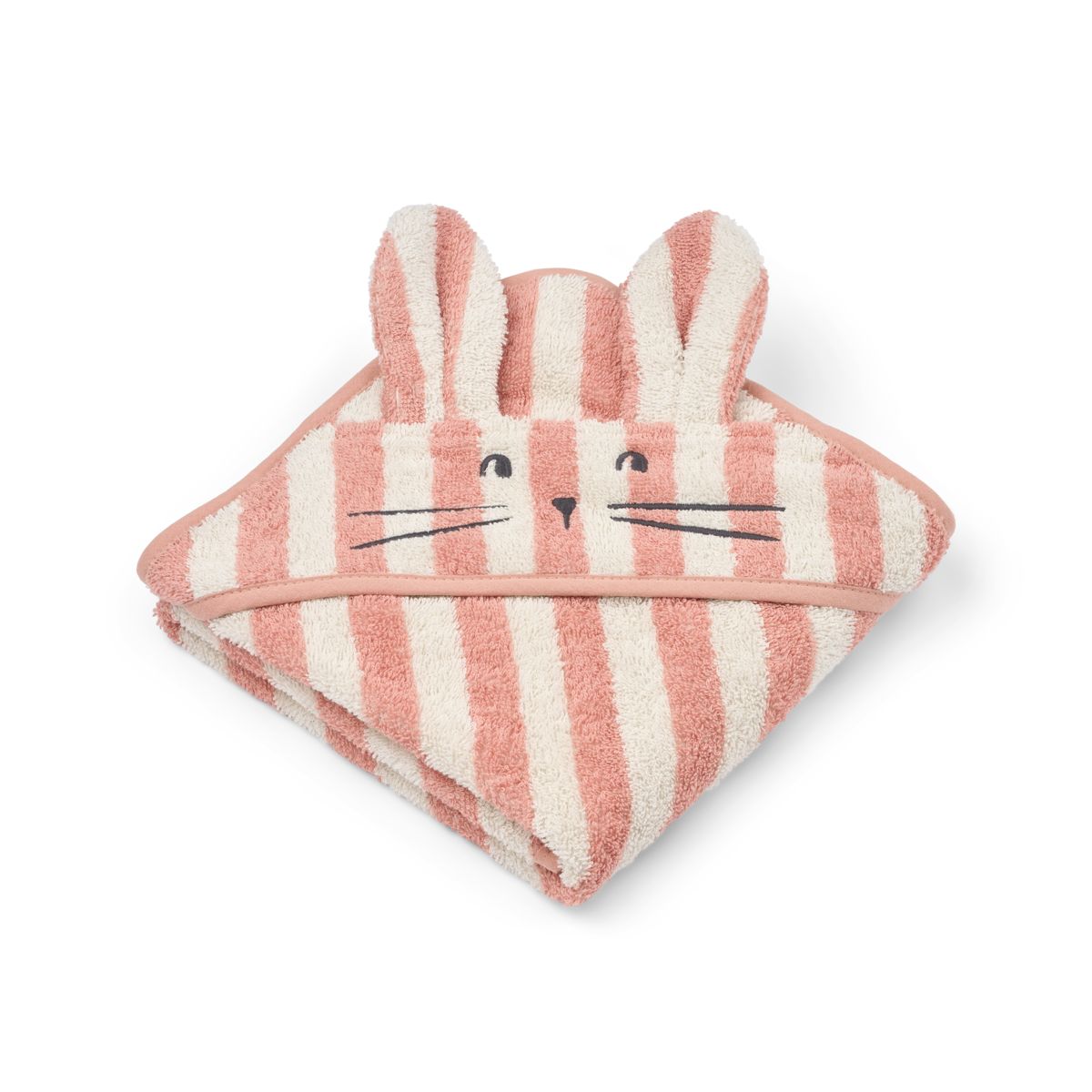 Liewood ALBERT Babyhandtuch mit Kapuze - Coral blush / creme de la creme stripe - Häntucher / Waschlasppen