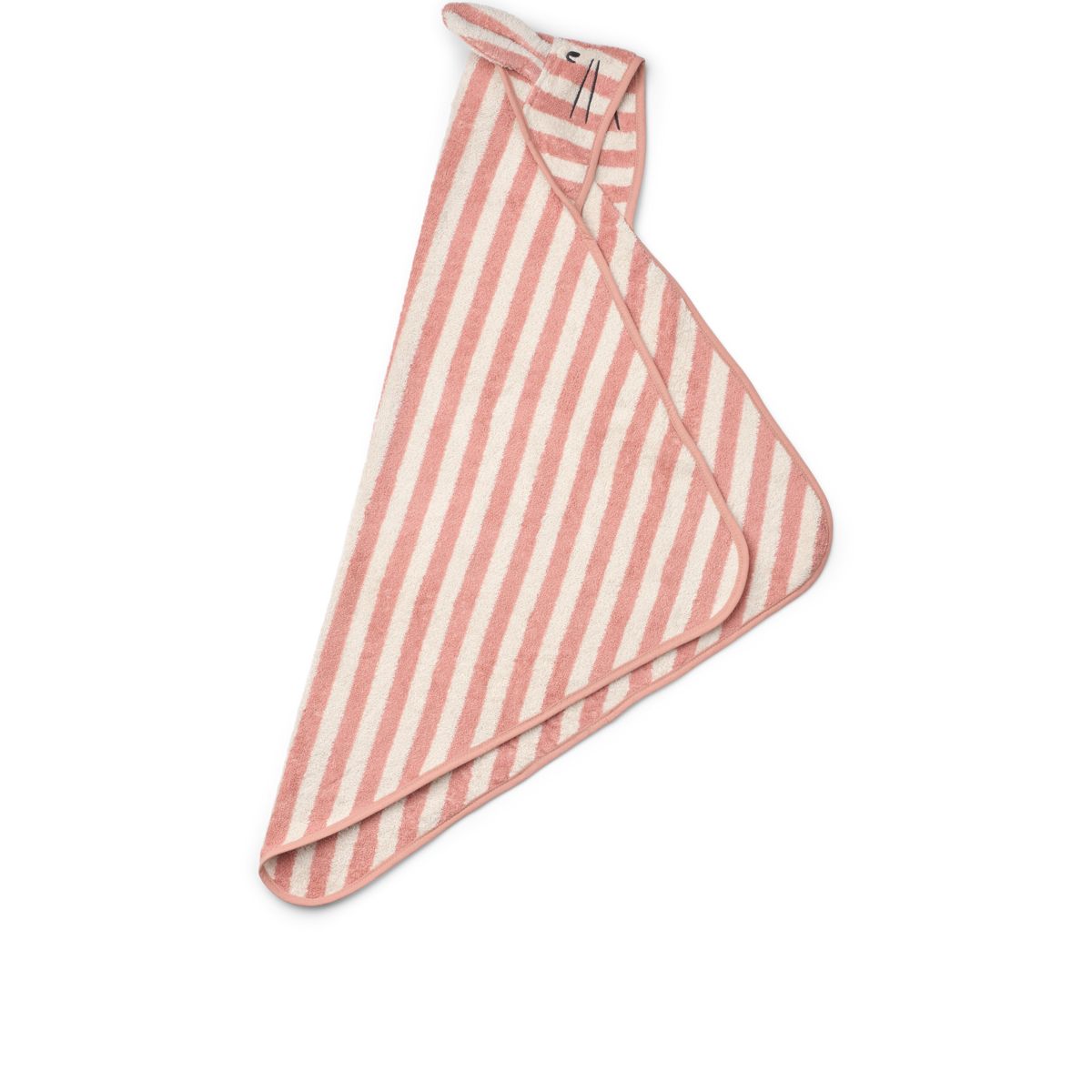 Liewood ALBERT Babyhandtuch mit Kapuze - Coral blush / creme de la creme stripe - Häntucher / Waschlasppen