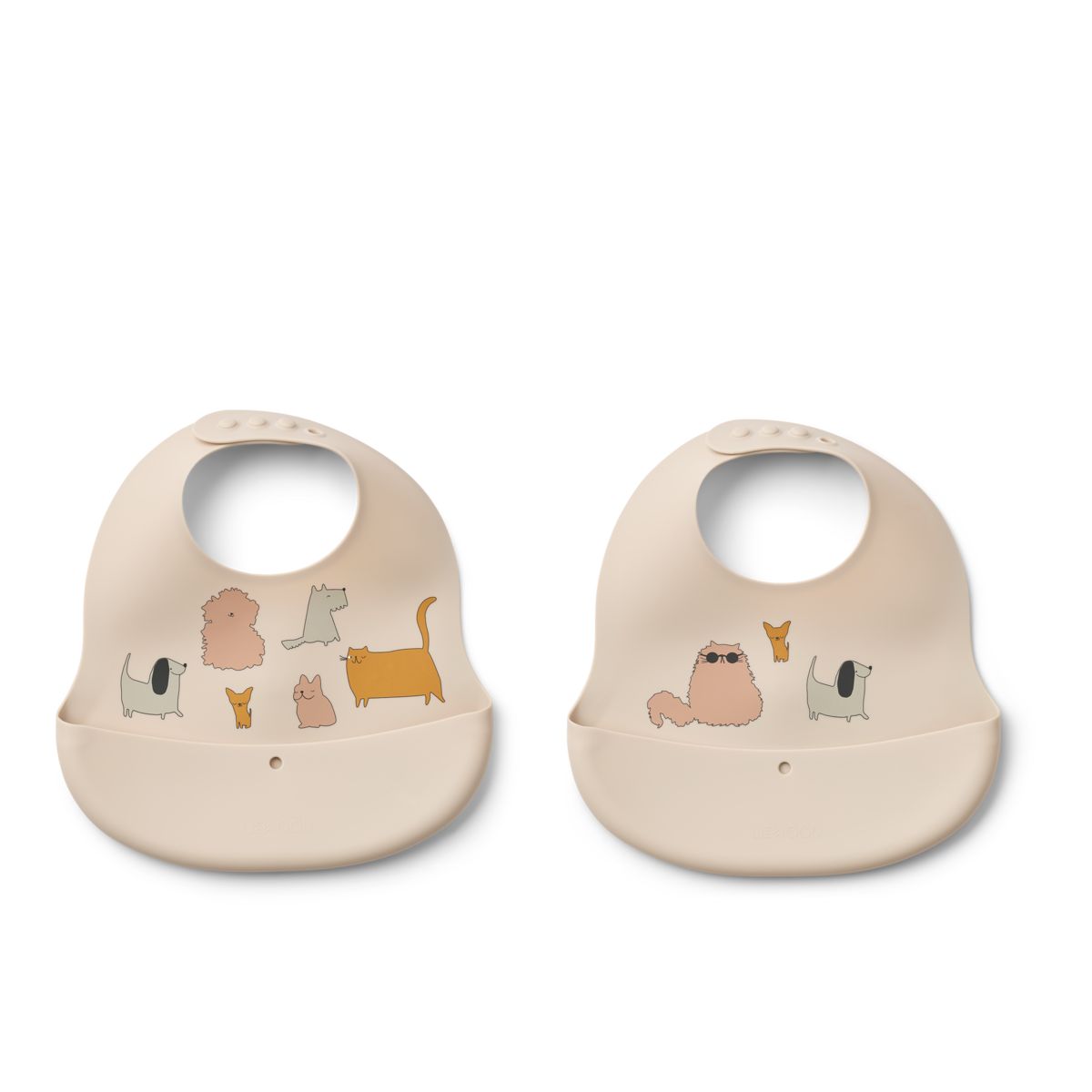 Liewood EMBER Bedruckte Lätzchen, 2er-Pack - Cats and Dogs / Sandy - Lätzchen