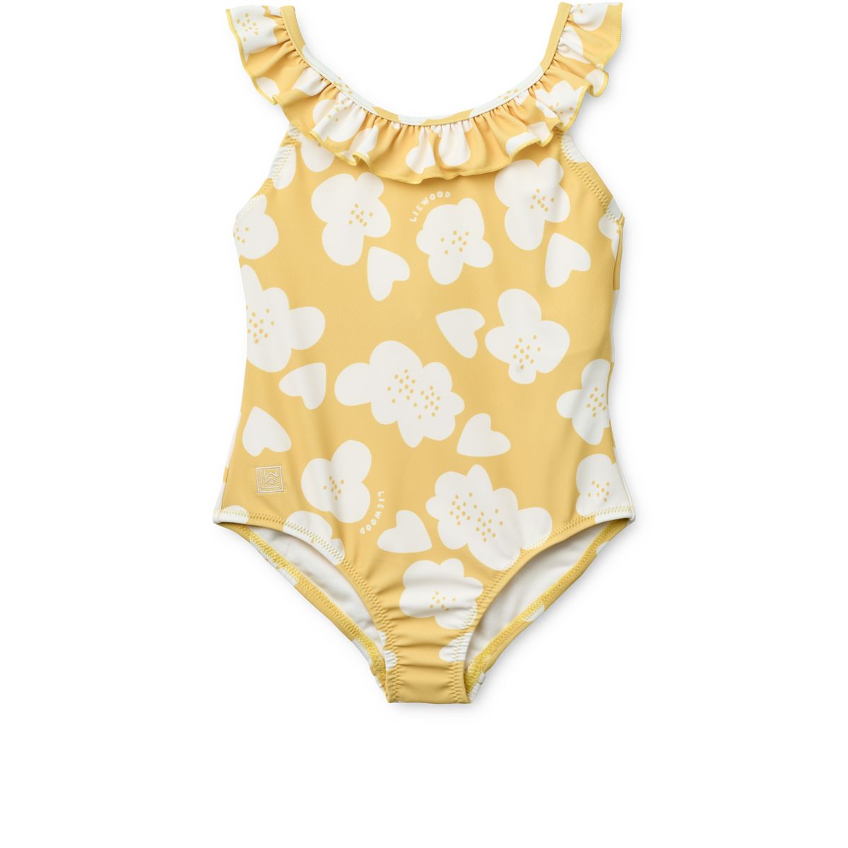 Liewood Kallie Badeanzug mit Print und Rüschen - Flower / Lemon yellow - Badeanzug
