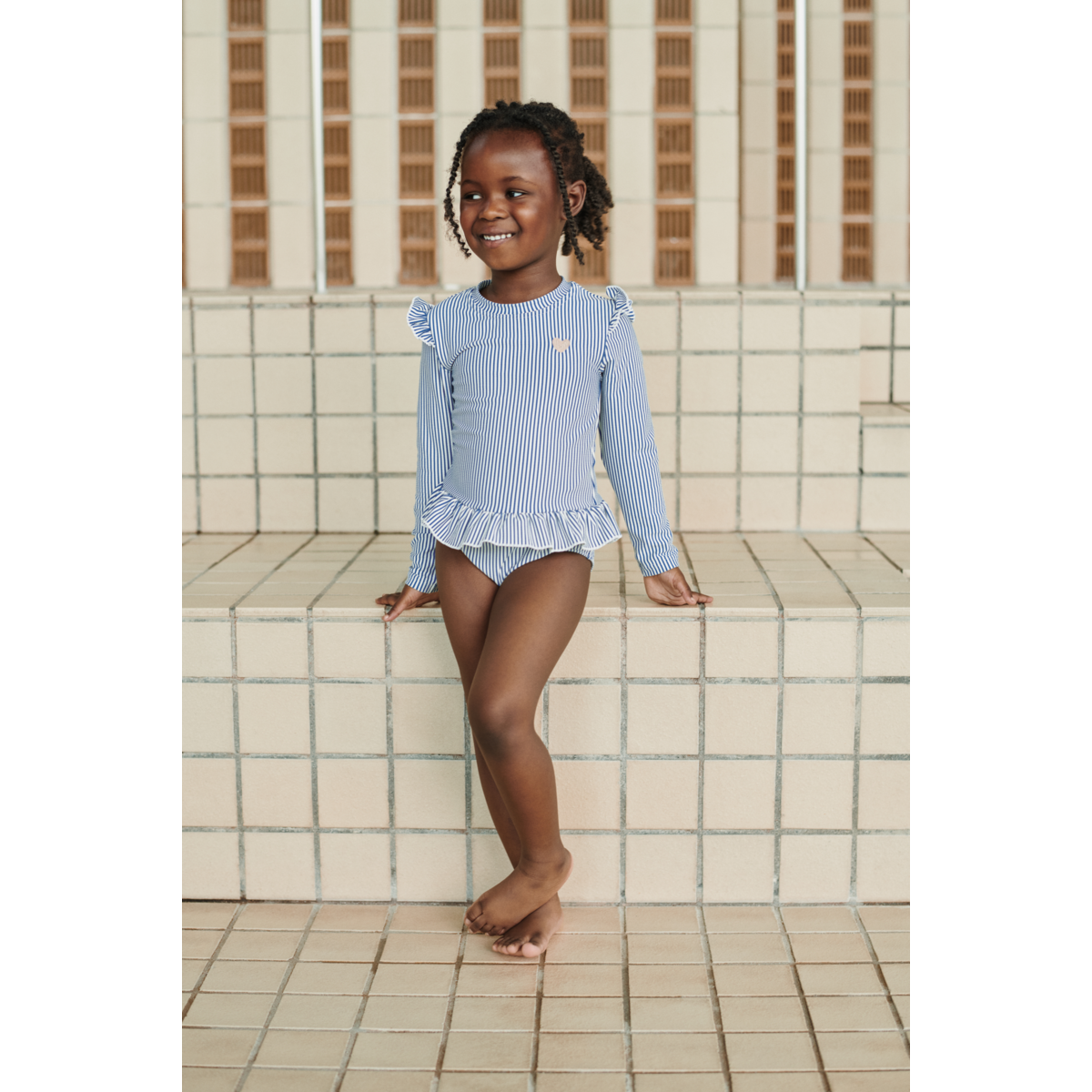 Liewood Sille Baby-Badeanzug aus Seersucker in Jumpsuit-Passform - Riverside / Creme de la creme - Badeanzug