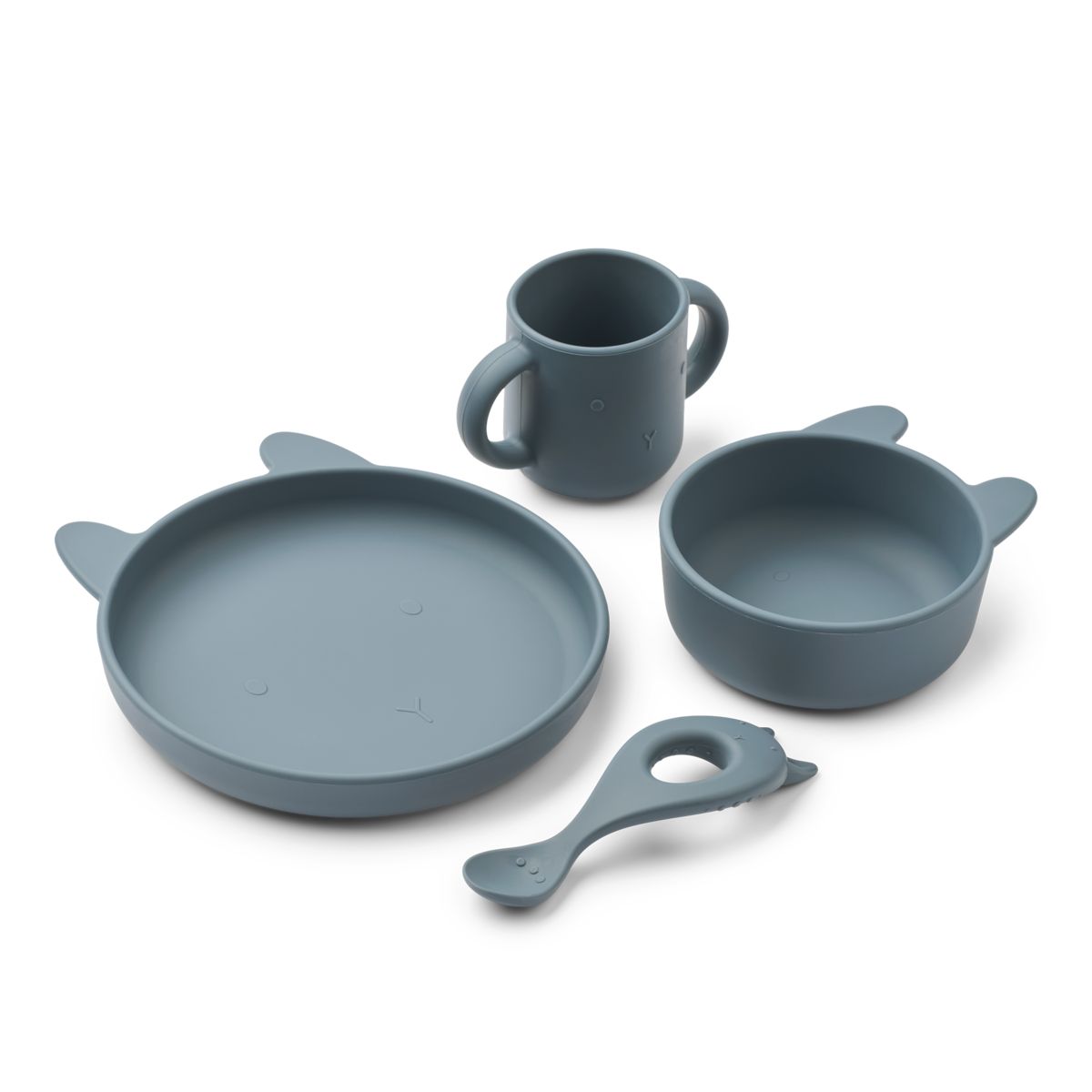 Liewood Vivi Silikongeschirr 4er Pack Baby - Rabbit whale blue - Geschirr satz