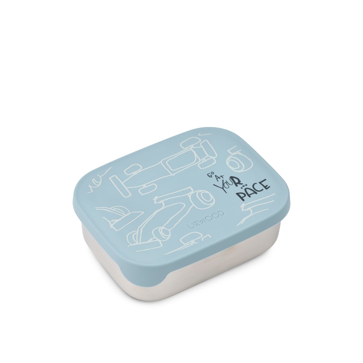 Liewood ARTHUR Lunchbox - Race cars / Beach blue - Brotdose