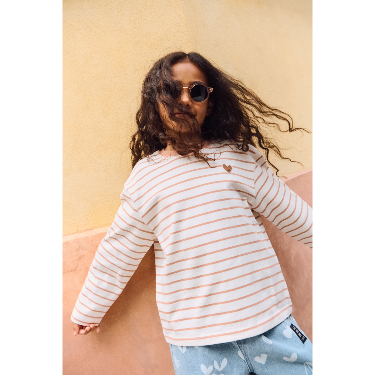 Liewood TYLER gestreiftes Langarm-T-shirt - Heart Tuscany rose / Creme de la creme - T-shirt